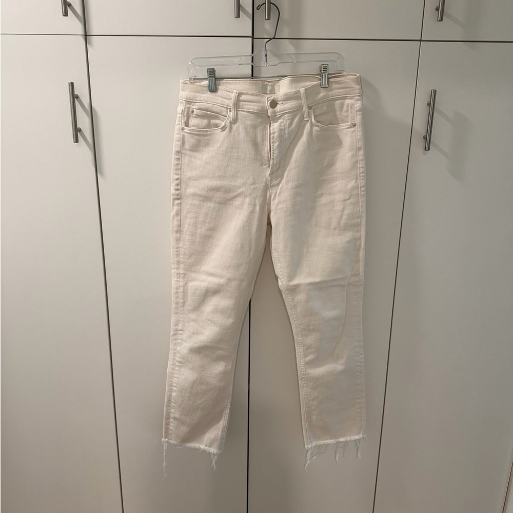 MOTHER Ankle Cropped Jeans in Cream